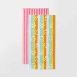 2pk Smiles Beach Towels Pink - Sun Squad™