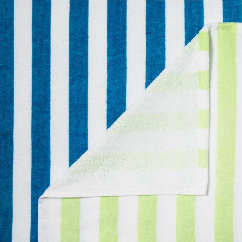 slide 4 of 4, 2pk Striped Beach Towels Blue/Green - Sun Squad™, 2 ct