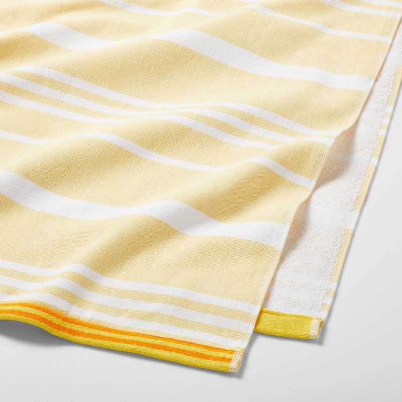 slide 2 of 3, Striped Sand Resist Beach Towel Yellow - Sun Squad™: Cotton, Lightweight, Dobby Weave, Machine Washable, 1 ct