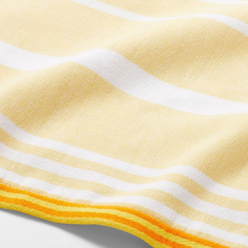 slide 3 of 3, Striped Sand Resist Beach Towel Yellow - Sun Squad™: Cotton, Lightweight, Dobby Weave, Machine Washable, 1 ct