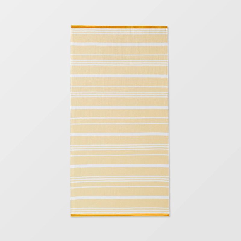 slide 1 of 3, Striped Sand Resist Beach Towel Yellow - Sun Squad™: Cotton, Lightweight, Dobby Weave, Machine Washable, 1 ct