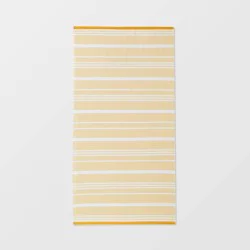 Striped Sand Resist Beach Towel Yellow - Sun Squad™: Cotton, Lightweight, Dobby Weave, Machine Washable