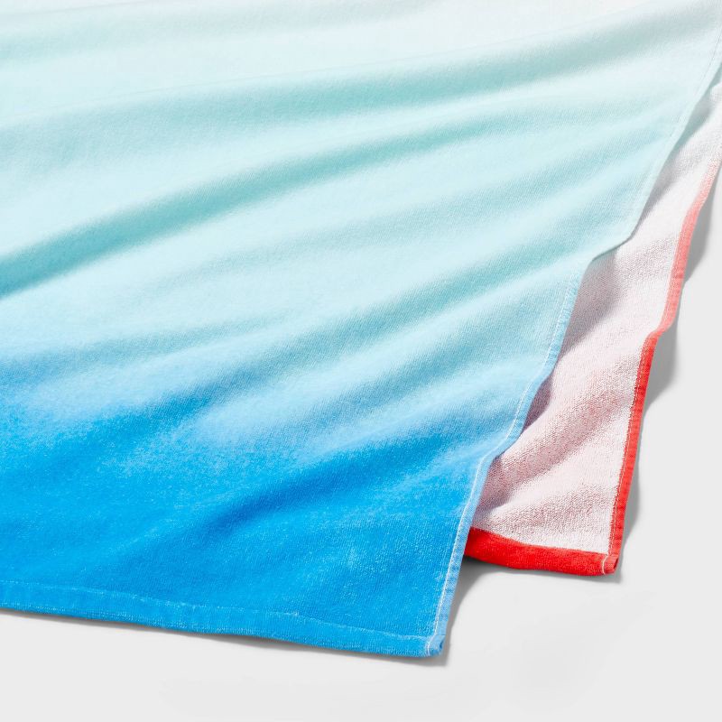 slide 3 of 4, Gradient Beach Towel Red/White/Blue - Sun Squad™: Velour Cotton, Ombre Design, Lightweight, All Ages, 1 ct