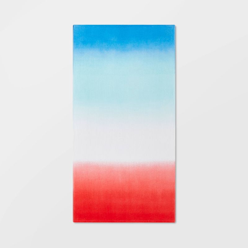 slide 1 of 4, Gradient Beach Towel Red/White/Blue - Sun Squad™: Velour Cotton, Ombre Design, Lightweight, All Ages, 1 ct