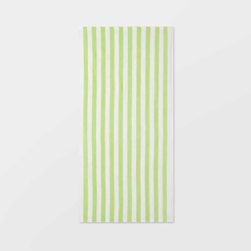 slide 1 of 4, Striped Beach Towel Green - Sun Squad™, 1 ct