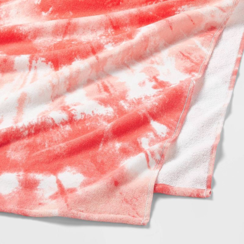 slide 3 of 4, Tie Dye Beach Towel Red - Sun Squad™: Lightweight Cotton Terry, Machine Washable, Art Design, 1 ct