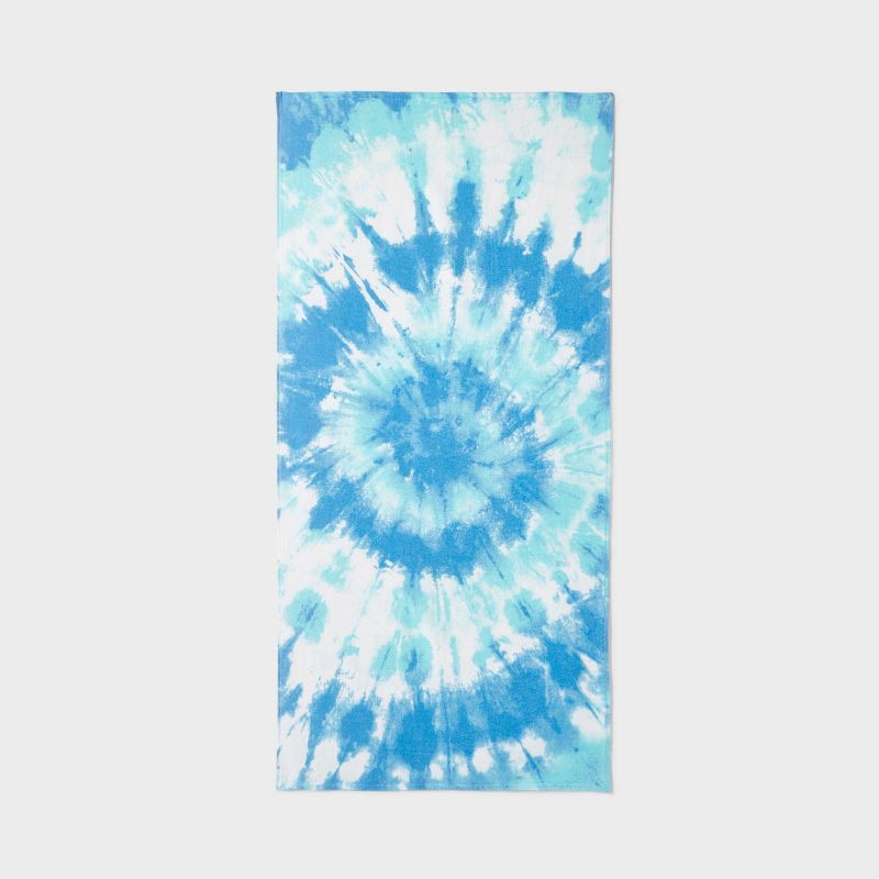 slide 1 of 4, Tie Dye Beach Towel Blue - Sun Squad™: Cotton Terry, Abstract Art Design, Lightweight, Quick Dry, 1 ct