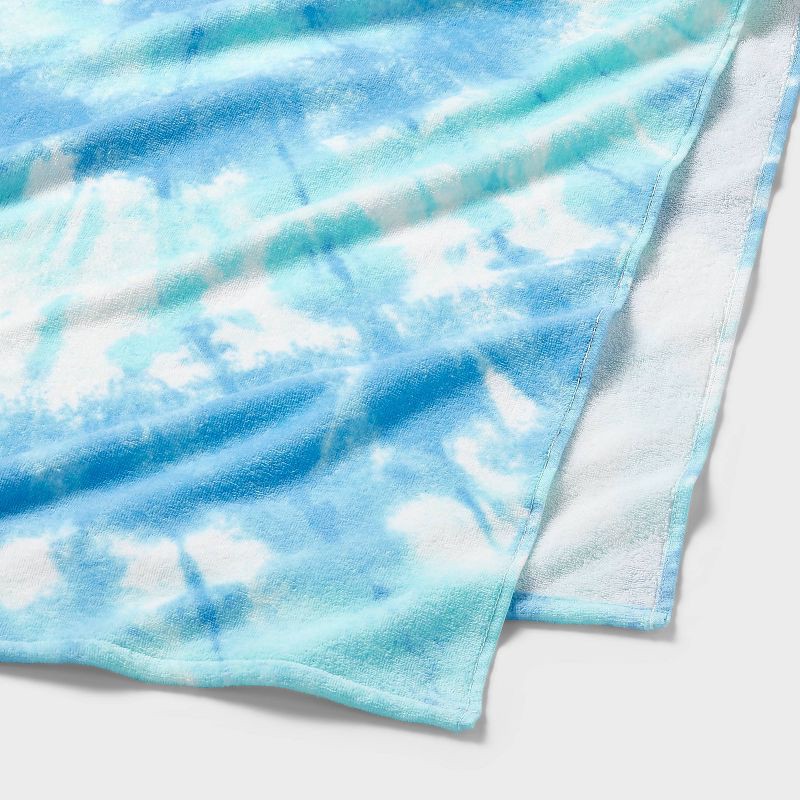 slide 3 of 4, Tie Dye Beach Towel Blue - Sun Squad™: Cotton Terry, Abstract Art Design, Lightweight, Quick Dry, 1 ct