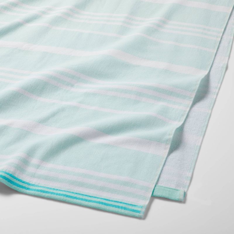 slide 2 of 3, Striped Sand Resist Beach Towel Blue - Sun Squad™: Cotton, Lightweight, Dobby Weave, Machine Washable, 1 ct