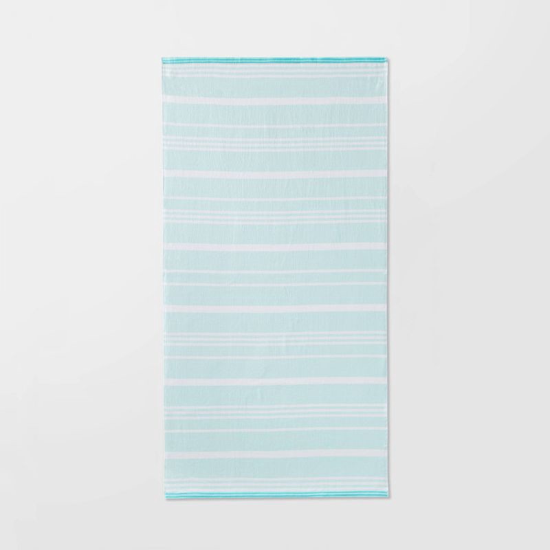 slide 1 of 3, Striped Sand Resist Beach Towel Blue - Sun Squad™: Cotton, Lightweight, Dobby Weave, Machine Washable, 1 ct