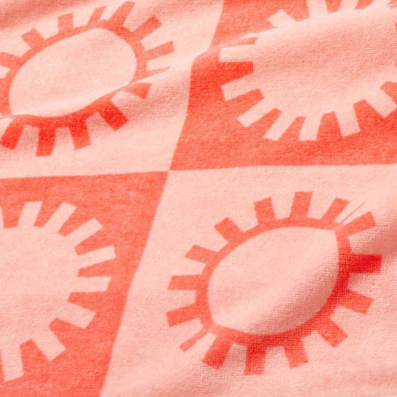 slide 4 of 4, Checkered Sun Beach Towel Coral - Sun Squad™: Velour Cotton, Lightweight, Pool & XL Size, 1 ct