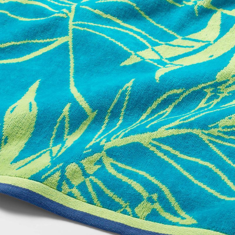 slide 3 of 3, XL Jacquard Palm Leaf Beach Towel - Sun Squad™: 100% Cotton, Lightweight, Machine Washable, Terry Construction, 1 ct