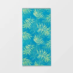 XL Jacquard Palm Leaf Beach Towel - Sun Squad™: 100% Cotton, Lightweight, Machine Washable, Terry Construction