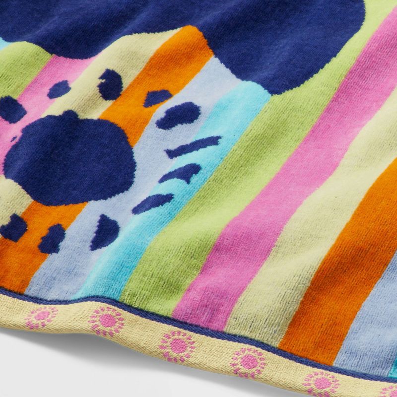 slide 3 of 3, XL Jacquard Splish Splash Beach Towel - Sun Squad™: Oversized, Lightweight Cotton, Machine Washable, Terry Construction, 1 ct