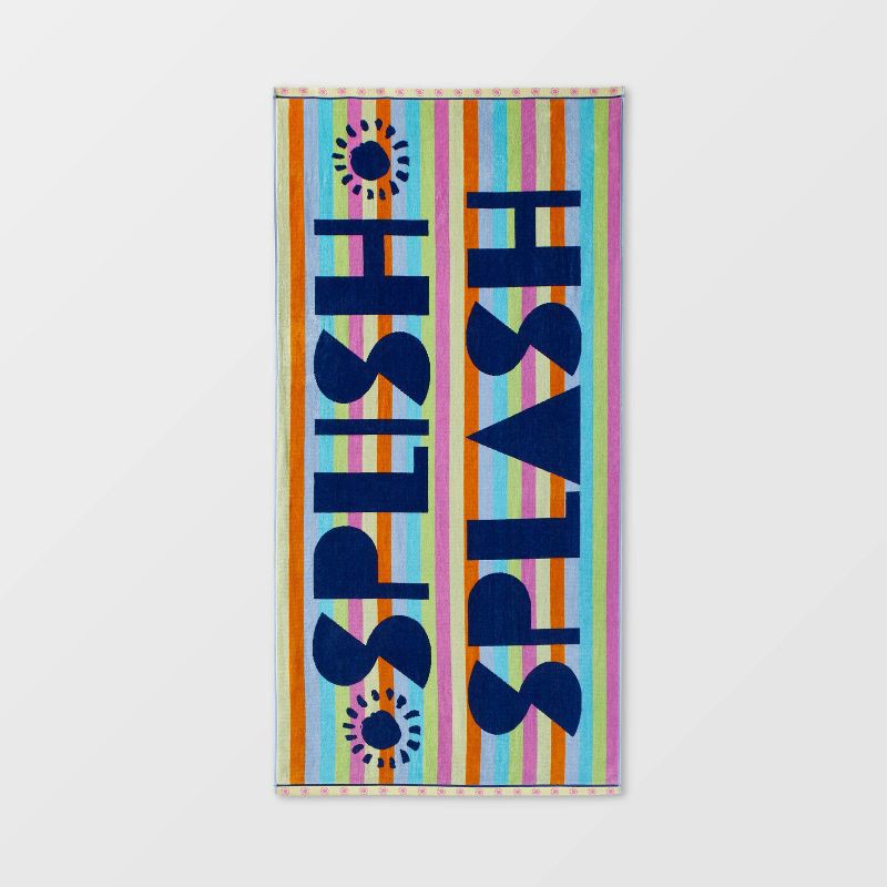 slide 1 of 3, XL Jacquard Splish Splash Beach Towel - Sun Squad™: Oversized, Lightweight Cotton, Machine Washable, Terry Construction, 1 ct