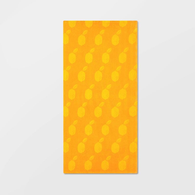 slide 1 of 4, Lemons Beach Towel - Sun Squad™: 100% Cotton, Terry Construction, Machine Washable, for All Ages, 1 ct