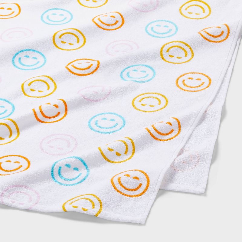 slide 3 of 4, Smiles Beach Towel - Sun Squad™: Cotton Terry, Emoji Pattern, Lightweight, All Ages, Machine Washable, 1 ct