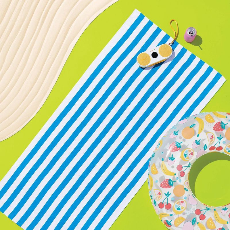 slide 2 of 4, Striped Beach Towel Blue/White - Sun Squad™, 1 ct