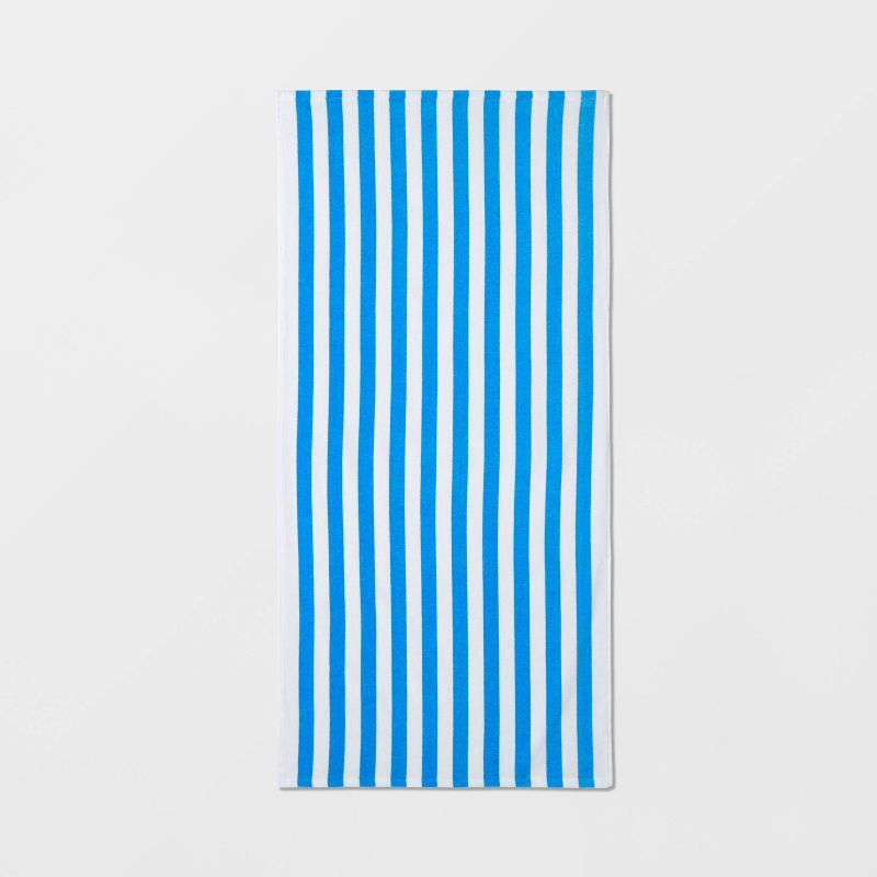 slide 1 of 4, Striped Beach Towel Blue/White - Sun Squad™, 1 ct