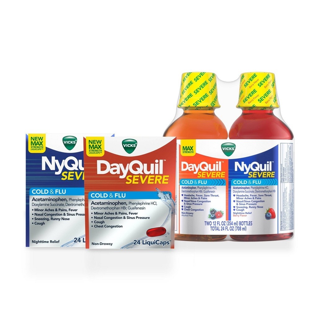 slide 2 of 2, Vicks Dayquil Nyquil Cold Flu Multisymptom Relief Liquicaps, 48 ct