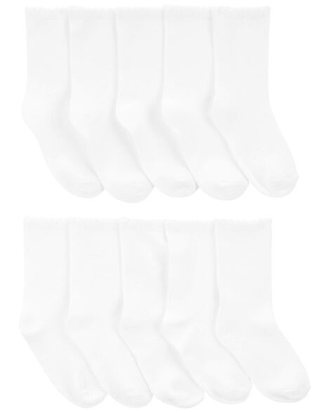 slide 1 of 1, Carter's Kid 10-Pack Crew Socks White 4-7, 1 ct