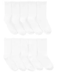 Carter's Kid 10-Pack Crew Socks White 4-7