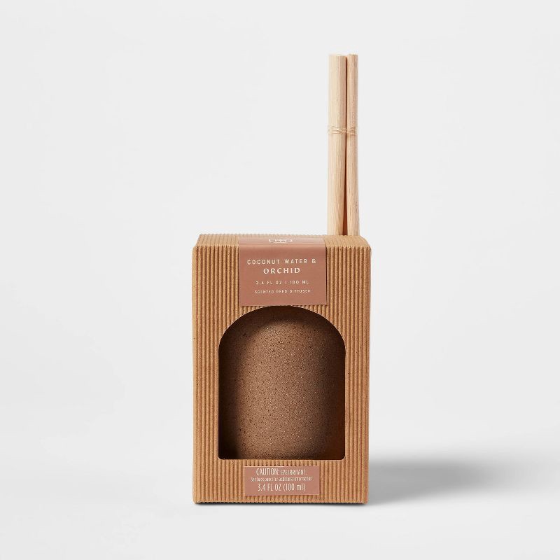 slide 3 of 3, 100ml Matte Textured Ceramic Coconut Water & Orchid Diffuser Brown– Threshold™: Aromatherapy,, 100 ml