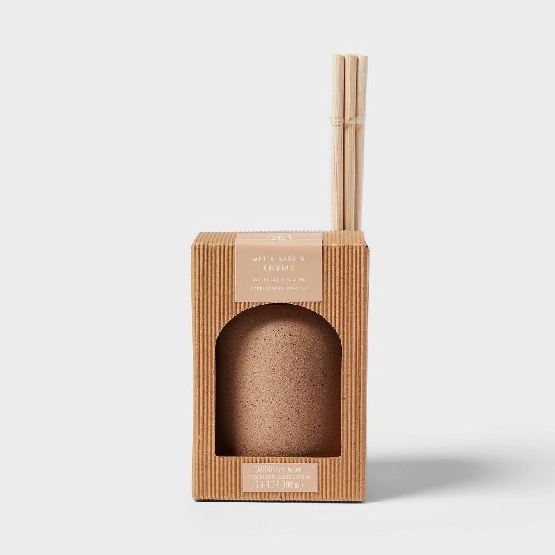 slide 3 of 3, 100ml Matte Textured Ceramic White Sage and Thyme Diffuser Brown – Threshold™: Aromatherapy with No Battery Needed, 100 ml