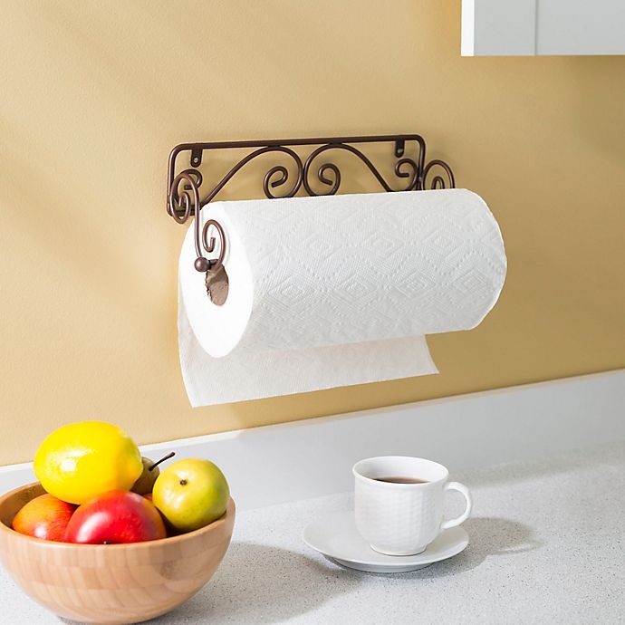 slide 2 of 2, Home Basics Scroll Wall Mounted Paper Towel Holder - Bronze, 1 ct