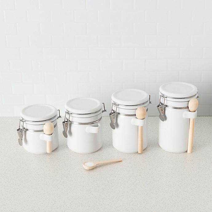 slide 2 of 2, Home Basics Ceramic Canister Set with Spoons - White, 4 ct