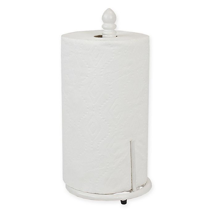 slide 1 of 3, Home Basics Cast Iron Paper Towel Holder - White, 1 ct