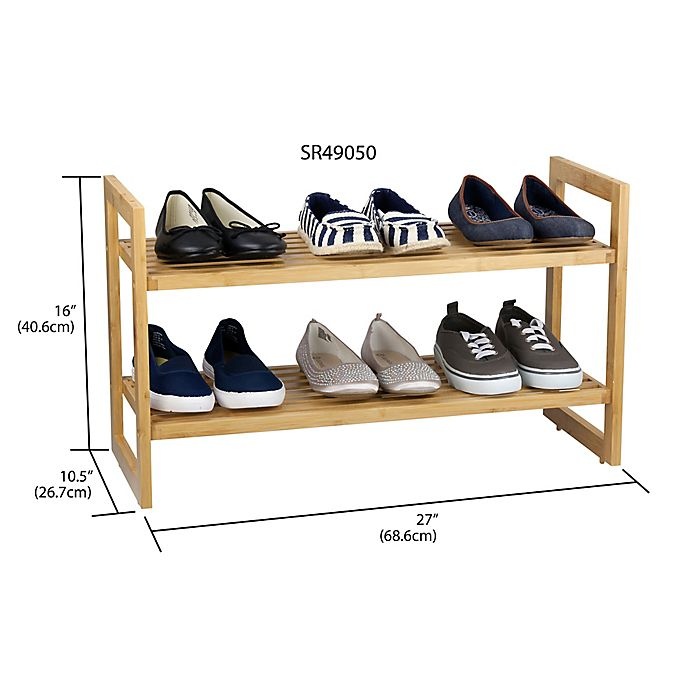 slide 2 of 2, Sunbeam 2-Shelf Bamboo Shoe Organizer, 1 ct