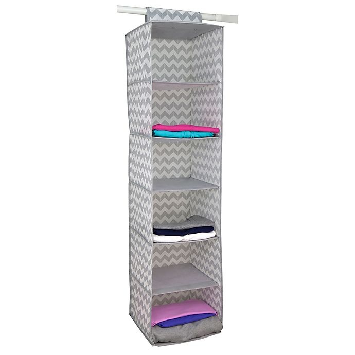 slide 1 of 1, Home Basics Chevron 6-Shelf Hanging Closet Organizer - Grey, 1 ct