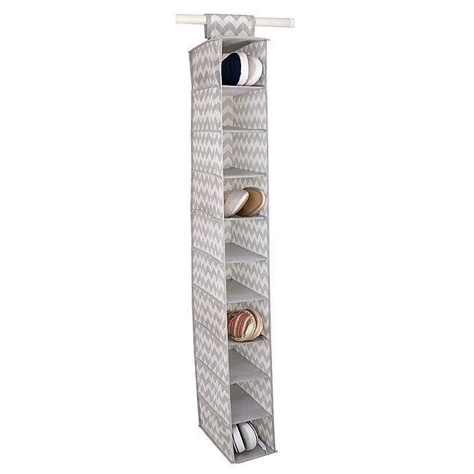 slide 1 of 1, Home Basics Chevron 10-Shelf Hanging Closet Organizer - Grey, 1 ct