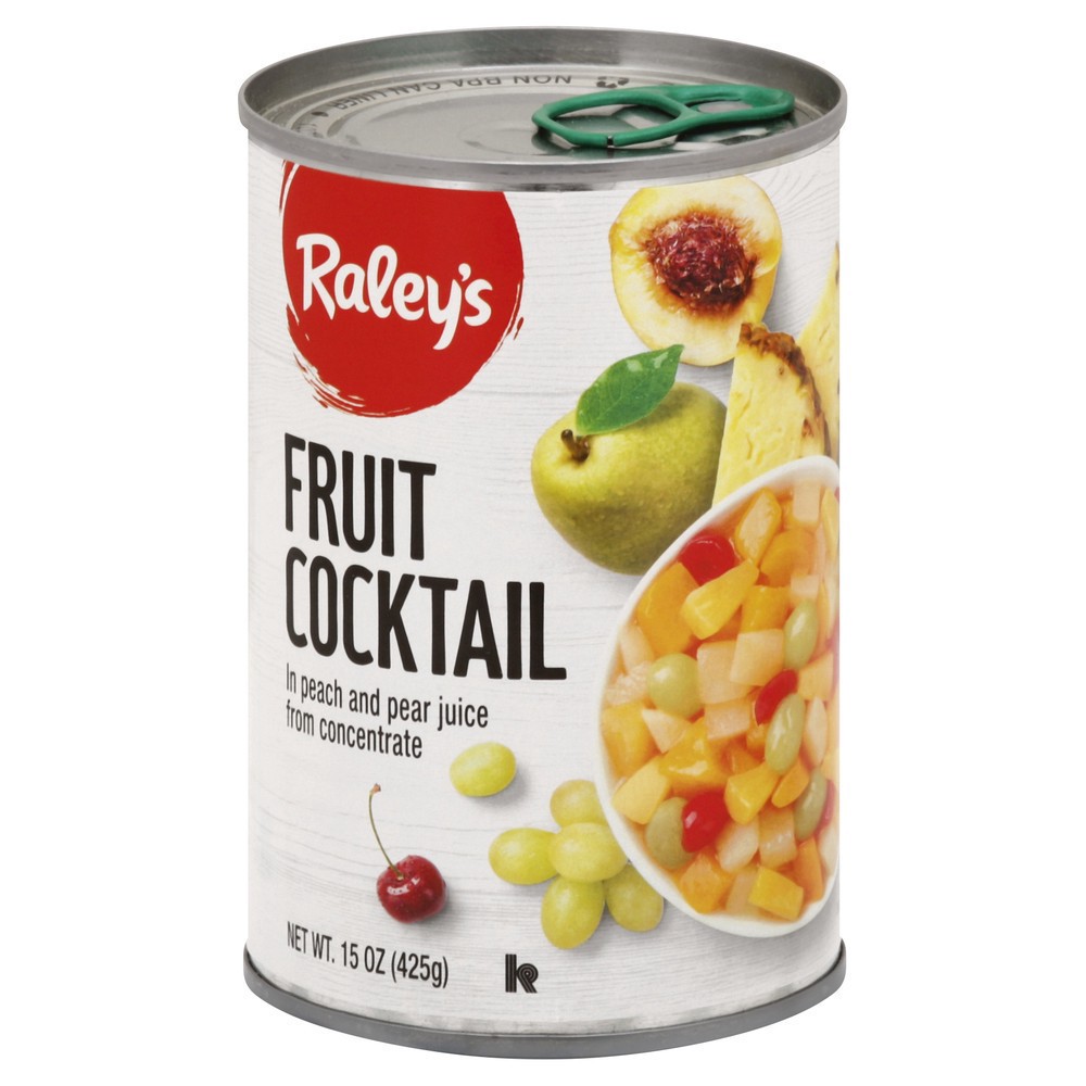 slide 1 of 1, Raley's Fruit Cocktail, In Peach and Pear Juice From Concentrate 15 oz, 15.0 oz