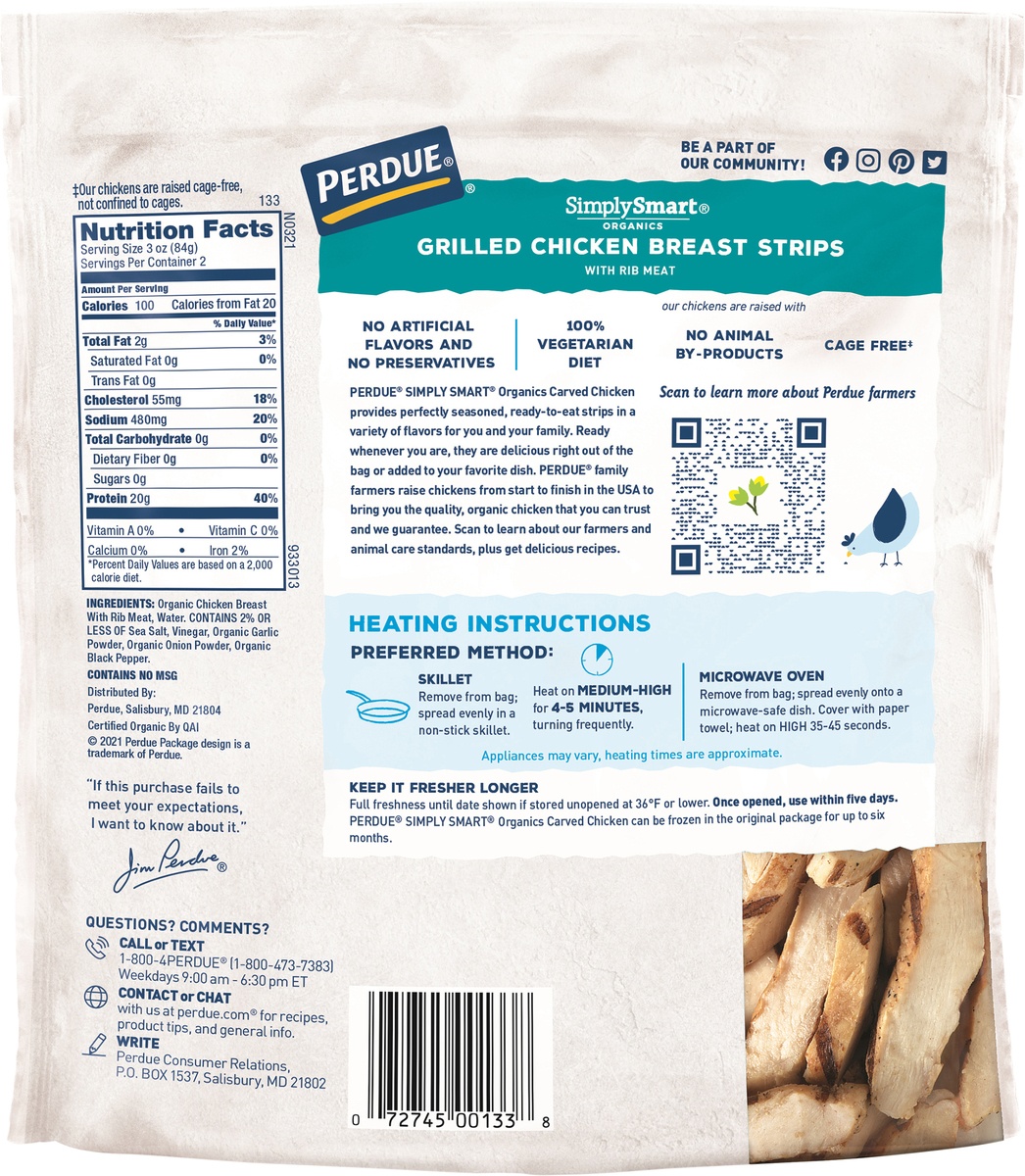 slide 2 of 3, PERDUE SIMPLY SMART ORGANICS Gluten Free Grilled Chicken Strips, 6 oz., 6 oz