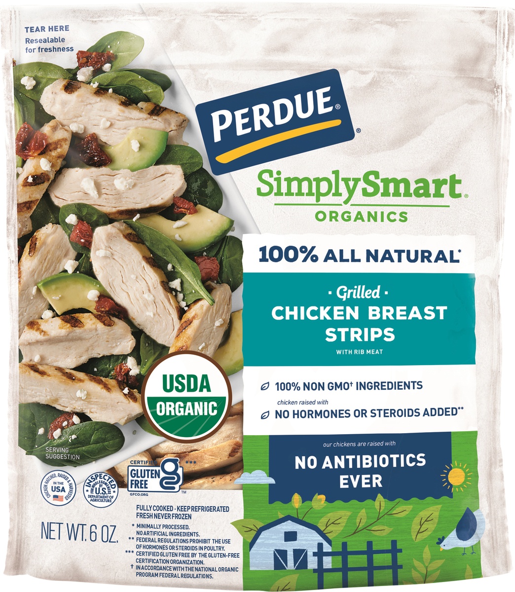 slide 3 of 3, PERDUE SIMPLY SMART ORGANICS Gluten Free Grilled Chicken Strips, 6 oz., 6 oz