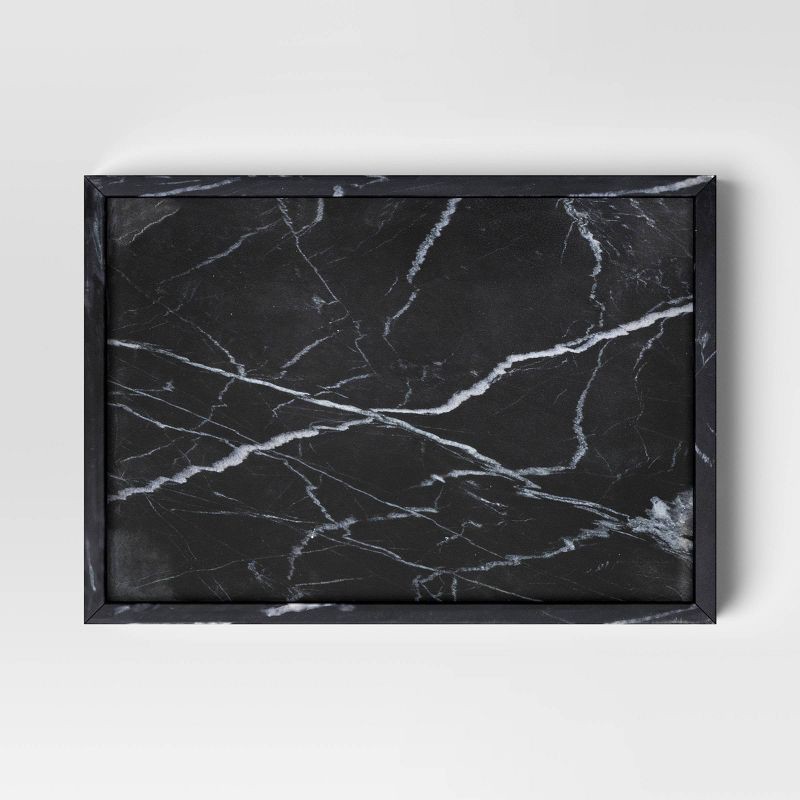 slide 3 of 3, Marble Rectangle Tray Black - Threshold™: Elegant Home Decor, Raised Sides, Tabletop Display, 1 ct