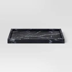 Marble Rectangle Tray Black - Threshold™: Elegant Home Decor, Raised Sides, Tabletop Display