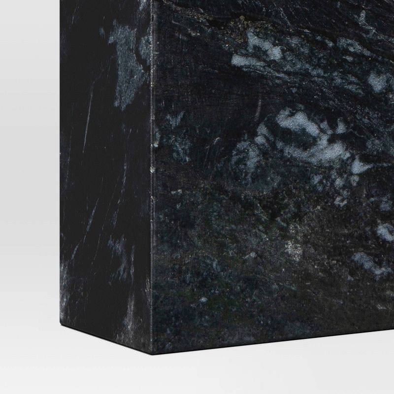 slide 3 of 3, 2pc Marble Bookends Black - Threshold™: Elegant Support for Tabletop & Shelf Organization, 2 ct