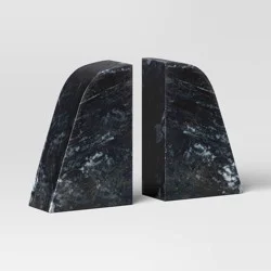 2pc Marble Bookends Black - Threshold™: Elegant Support for Tabletop & Shelf Organization