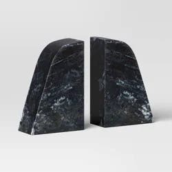 2pc Marble Bookends Black - Threshold™: Elegant Support for Tabletop & Shelf Organization