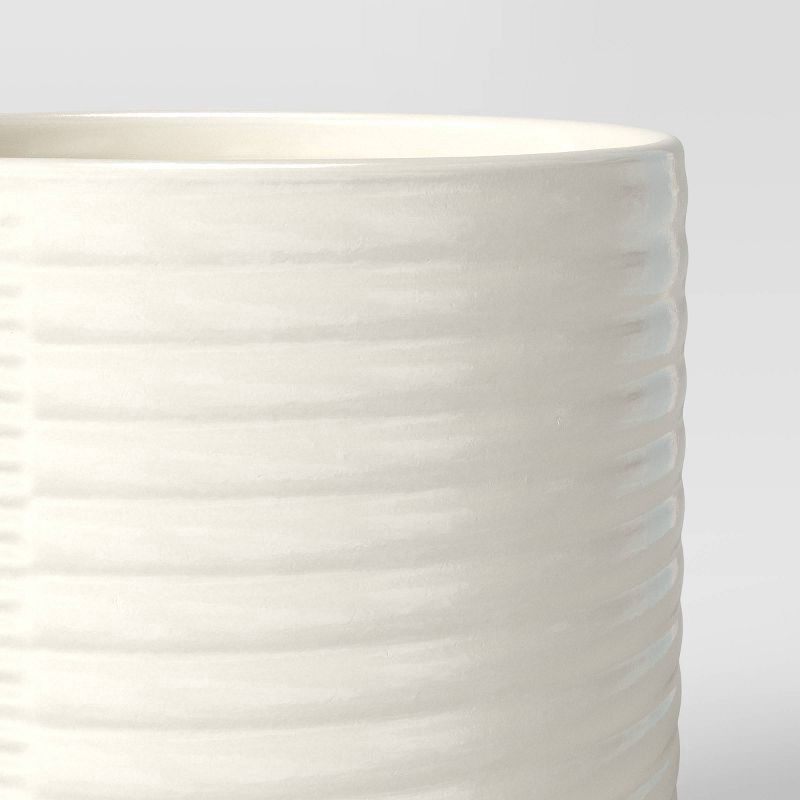 slide 3 of 3, Ceramic Planter White - Threshold™: Indoor Ribbed Texture, No Drainage, 5" Size, 1 ct