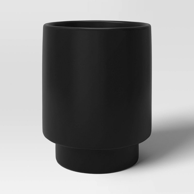 slide 1 of 3, Ceramic Planter Matte Black - Threshold™: Indoor Tabletop Decorative Vase, No Drainage, 5.25", 1 ct