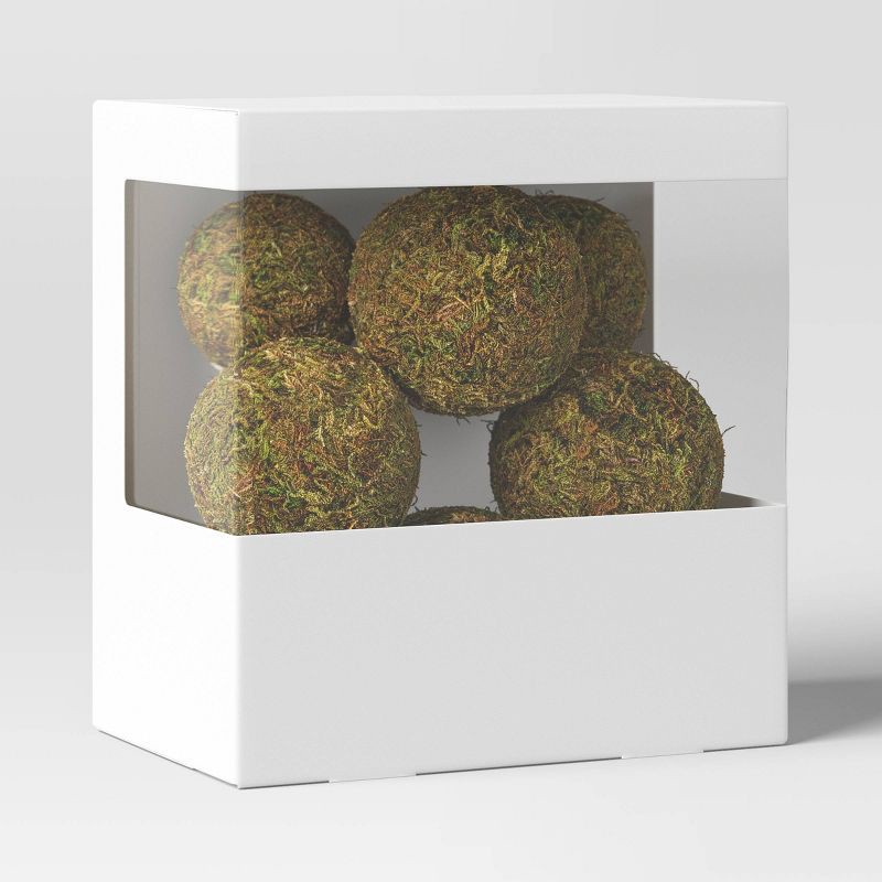 slide 3 of 3, Decorative Moss Ball Filler Dark Moss Green - Threshold™: Faux Botanicals, Foam Crafted, Home Accent, 1 ct