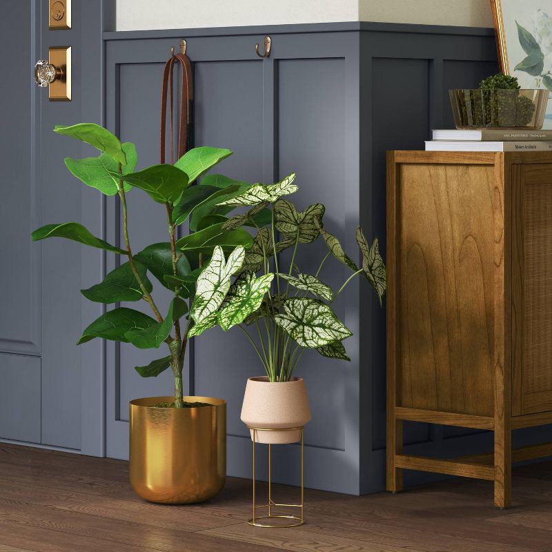 slide 4 of 4, Artificial Marble Leaf in Gold Planter - Threshold™, 1 ct