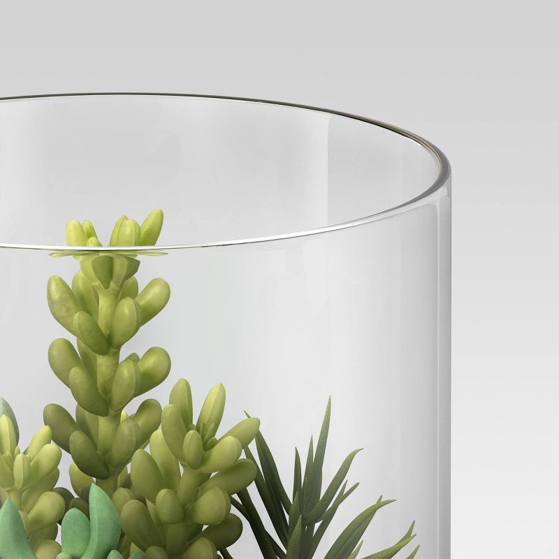 slide 3 of 4, Artificial Round Terrarium with Succulents - Threshold™: Modern Glass Container, Indoor Decor, Faux Plant, 1 ct