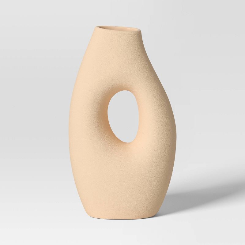 slide 1 of 3, Ceramic Organic Modern Ring Vase - Threshold™: Hand Wash, Tabletop Decor, Watertight Novelty Vase, 1 ct