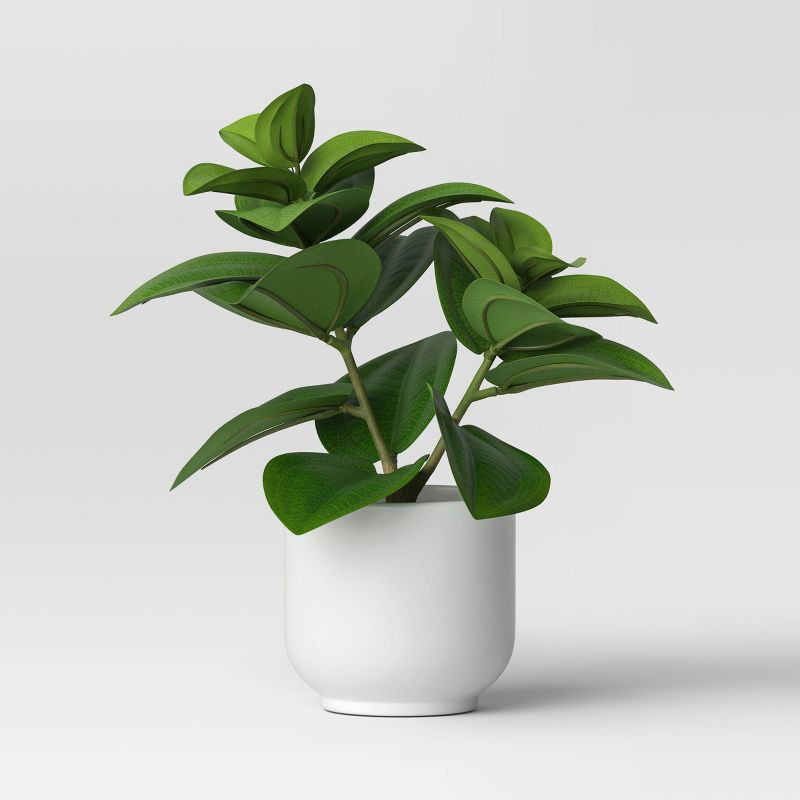 slide 1 of 5, Artificial Leaf Plant - Threshold™: Peperomia Caperata in Melamine Pot, Indoor Faux Flora Decor, 1 ct