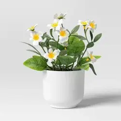 Artificial Spring Floral Mini Arrangement Potted Plant Yellow - Threshold™